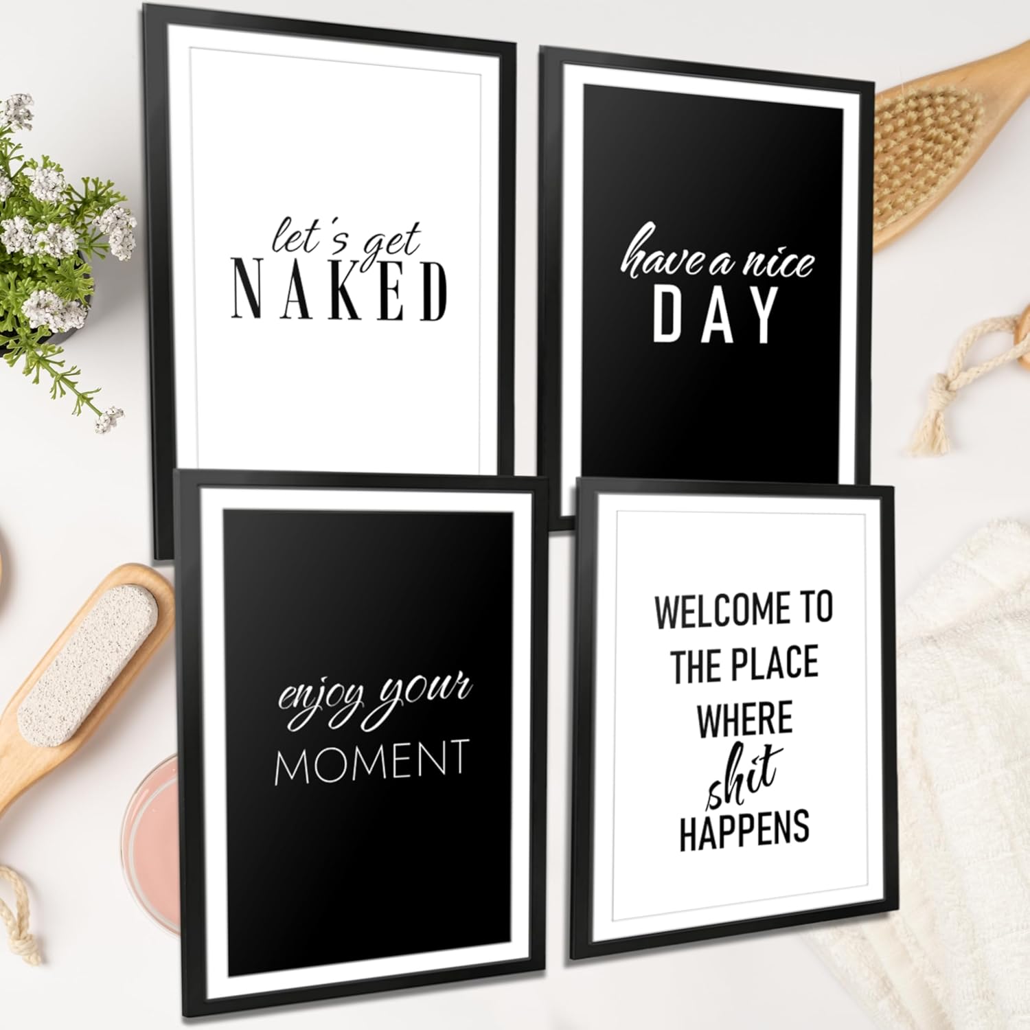 VON STEINEICH® Badezimmer Deko Bilder [Schwarz Weiß] Moderne Wandbilde