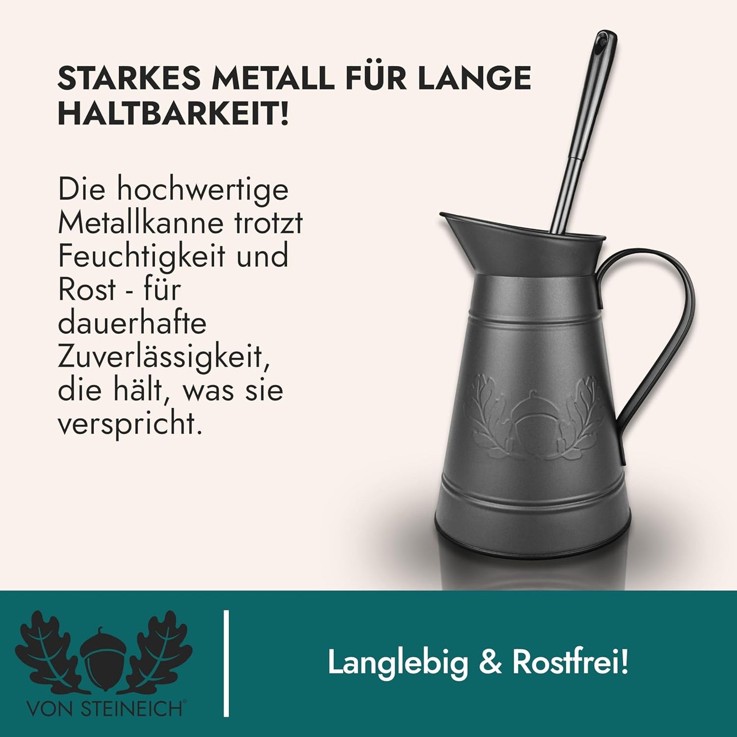 VON STEINEICH® Klobürste in Metallkanne - Rostfreie WC-Bürste im Vintage & Retro Look (schwarz)
