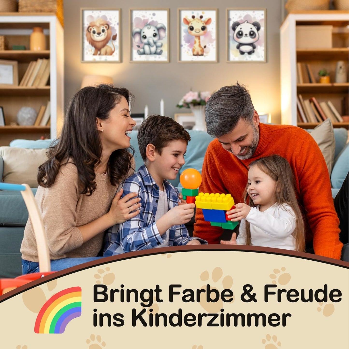 VON STEINEICH® Deko Bilder Set Kinderzimmer – Liebevolle Wandbilder [DIN A4 (ohne Bilderrahmen)