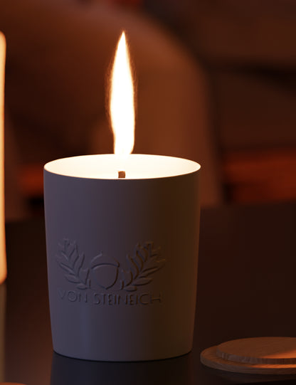 VON STEINEICH® XXL Outdoor Kerze Windfest | 30h Brenndauer - 1,2kg | Extrem hell | Wunderschöne Duftkerze aus Sojawachs [White Jasmin & Mint] | Die perfekte Kerze für Garten und Camping