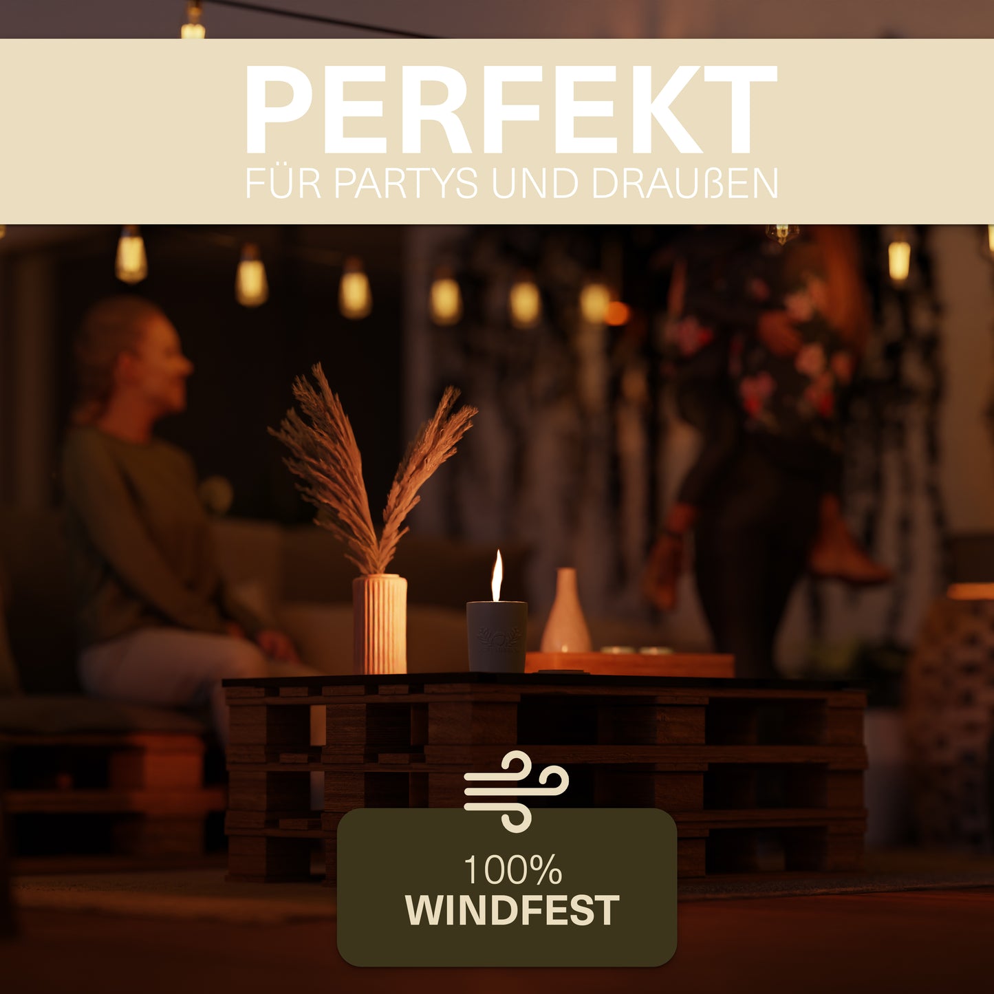 VON STEINEICH® XXL Outdoor Kerze Windfest | 30h Brenndauer - 1,2kg | Extrem hell | Wunderschöne Duftkerze aus Sojawachs [White Jasmin & Mint] | Die perfekte Kerze für Garten und Camping