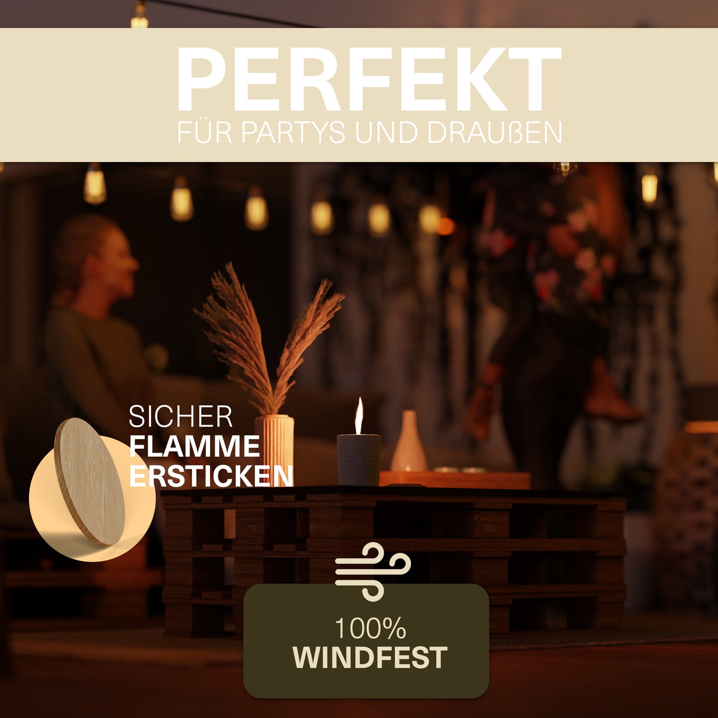 VON STEINEICH® XXL Outdoor Kerze Windfest | 30h Brenndauer - 1,2kg | Extrem hell | Wunderschöne Duftkerze aus Sojawachs [White Jasmin & Mint] | Die perfekte Kerze für Garten und Camping