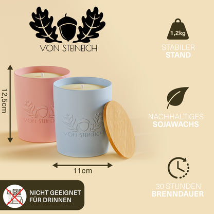 VON STEINEICH® XXL Outdoor Kerze Windfest | 30h Brenndauer - 1,2kg | Extrem hell | Wunderschöne Duftkerze aus Sojawachs [White Jasmin & Mint] | Die perfekte Kerze für Garten und Camping