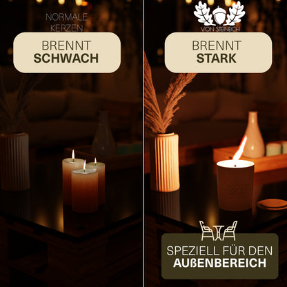 VON STEINEICH® XXL Outdoor Kerze Windfest | 30h Brenndauer - 1,2kg | Extrem hell | Wunderschöne Duftkerze aus Sojawachs [Pink Cactus Flower] | Die perfekte Kerze für Garten und Camping