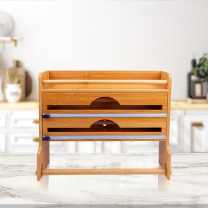 VON STEINEICH® Küchenrollenhalter aus Holz [ohne Bohren] für Küchenrolle, Alufolie & Frischhaltefolie mit extrem scharfen Klingen