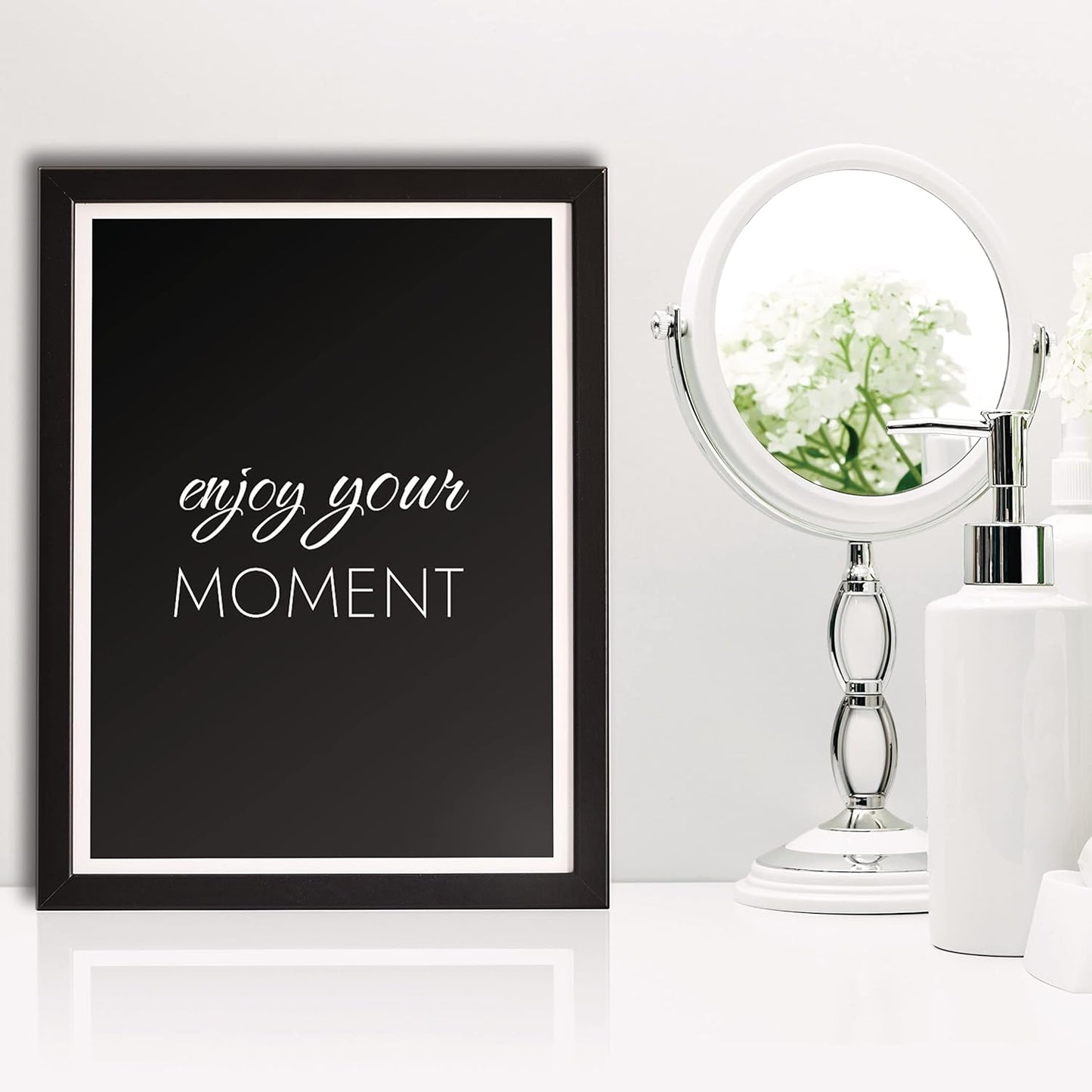 VON STEINEICH® Badezimmer Deko Bilder [Schwarz Weiß] Moderne Wandbilder in DIN A4 für Bad & Gäste WC (ohne Bilderrahmen)