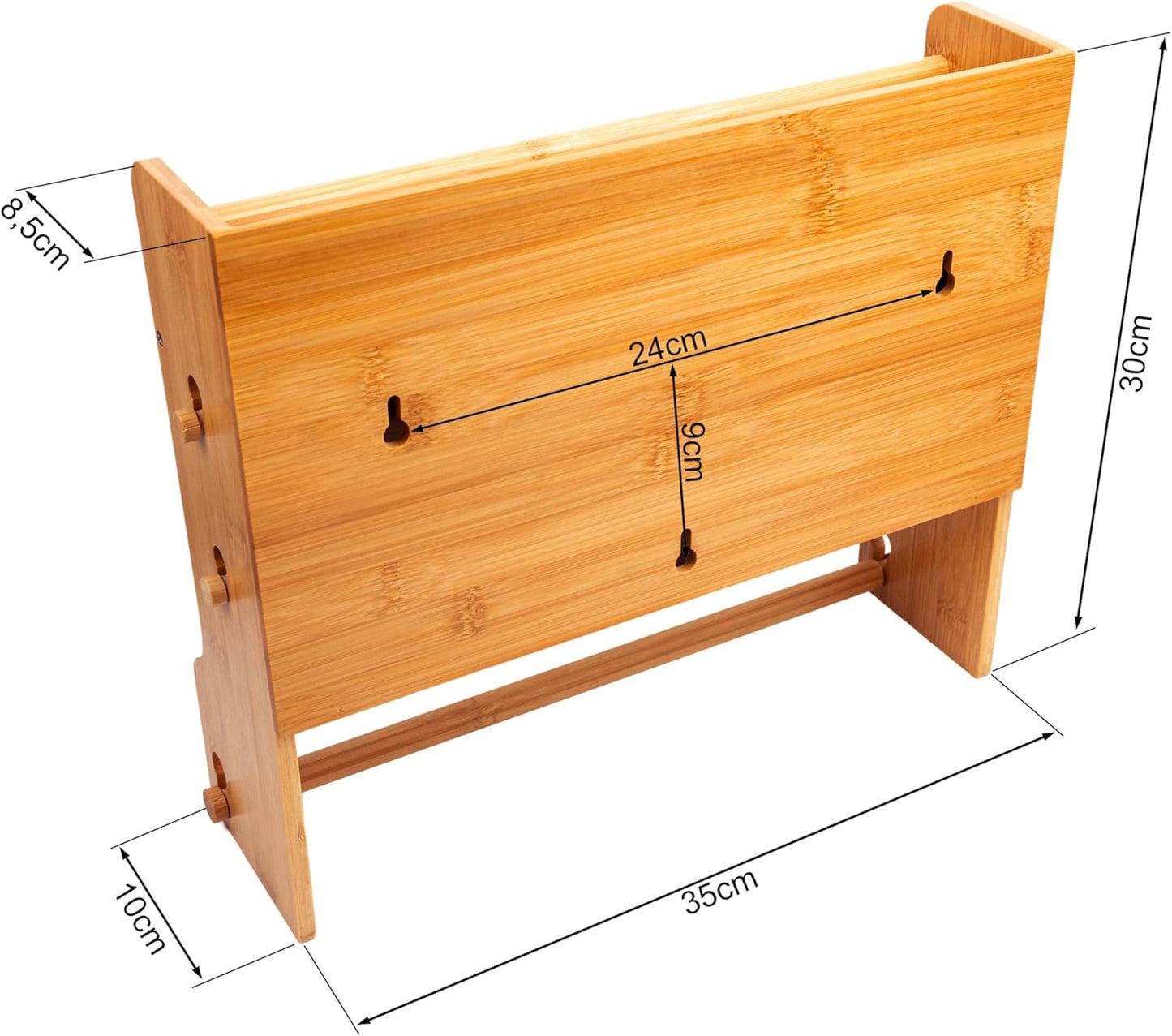 VON STEINEICH® Küchenrollenhalter aus Holz [ohne Bohren] für Küchenrolle, Alufolie & Frischhaltefolie mit extrem scharfen Klingen