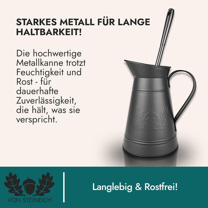 VON STEINEICH® Klobürste in Metallkanne - Rostfreie WC-Bürste im Vintage & Retro Look (schwarz)