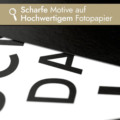 VON STEINEICH® Schlafzimmer Deko Bilder [schwarz weiß] Moderne Wandbilder in DIN A4 (ohne Bilderrahmen)