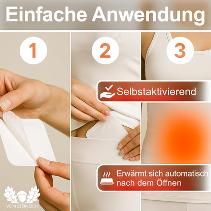 VON STEINEICH® Wärmepflaster für Periode, Nacken, Rücken & Schulter – effektive Wärme gegen Regelschmerzen, Muskelverspannung, Periodenschmerzen & Menstruationsbeschwerden (Extra dünn