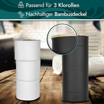 VON STEINEICH® Klopapier Aufbewahrung [schwarz - Metall] für Badezimmer & Gäste WC [3 Rollen]