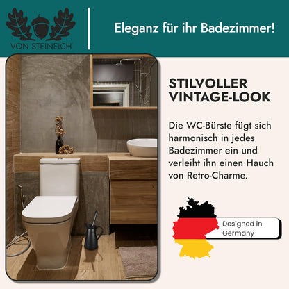 VON STEINEICH® Klobürste in Metallkanne - Rostfreie WC-Bürste im Vintage & Retro Look (schwarz)