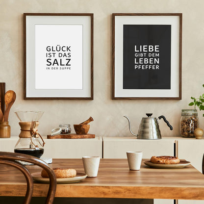 VON STEINEICH® Küche Bilder Set [Schwarz Weiß] – Moderne Wandbilder in DIN A4 als Küchendeko (ohne Bilderrahmen)
