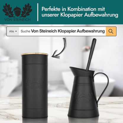 VON STEINEICH® Klobürste in Metallkanne - Rostfreie WC-Bürste im Vintage & Retro Look (schwarz)