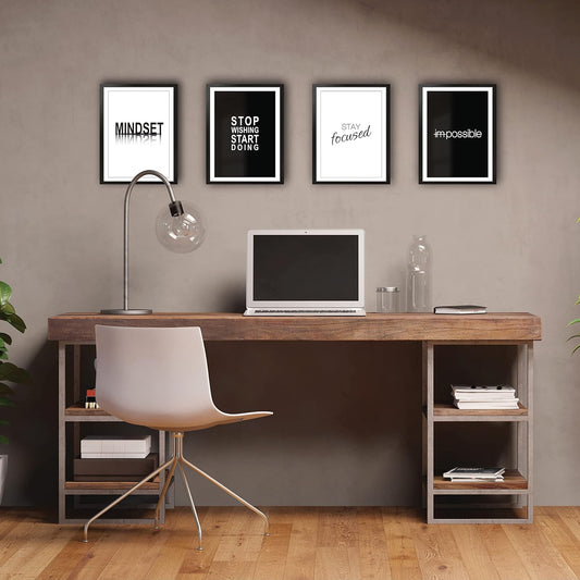 VON STEINEICH® Motivation Bilder Set [Schwarz Weiß] Moderne Wandbilder DIN A4 - (ohne Bilderrahmen)