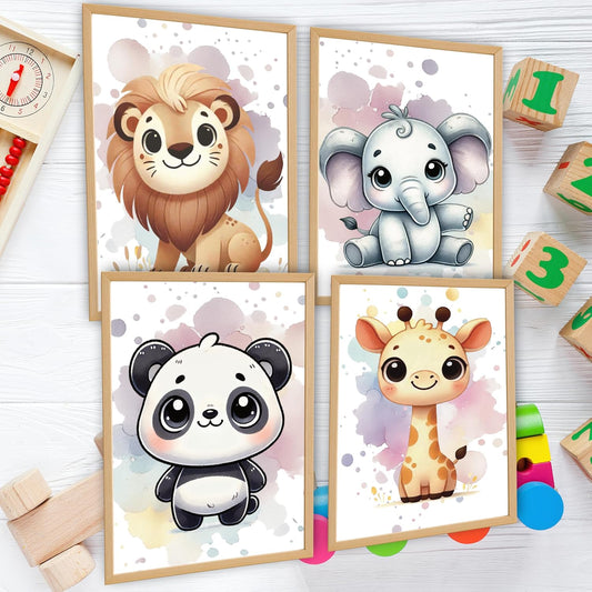 VON STEINEICH® Deko Bilder Set Kinderzimmer – Liebevolle Wandbilder [DIN A4 (ohne Bilderrahmen)
