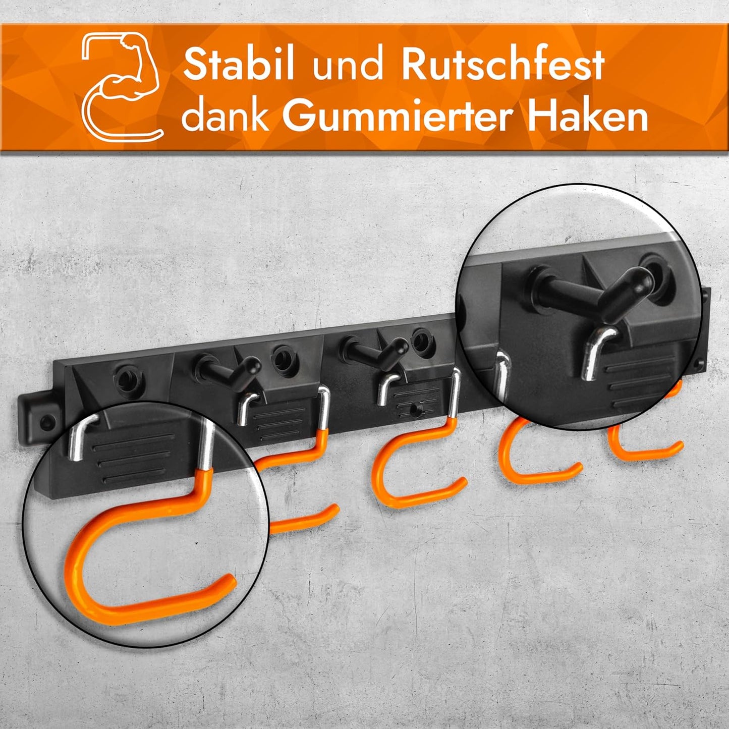 VON STEINEICH® Gartengerätehalter [2x40cm] Werkzeug Organizer mit rutschfesten Haken