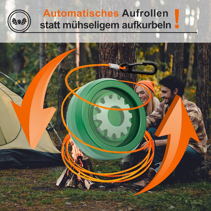 VON STEINEICH® Automatische Camping Wäscheleine [10m] mit Aufroll-Automatik | Ausziehbar & Unzerreißbar