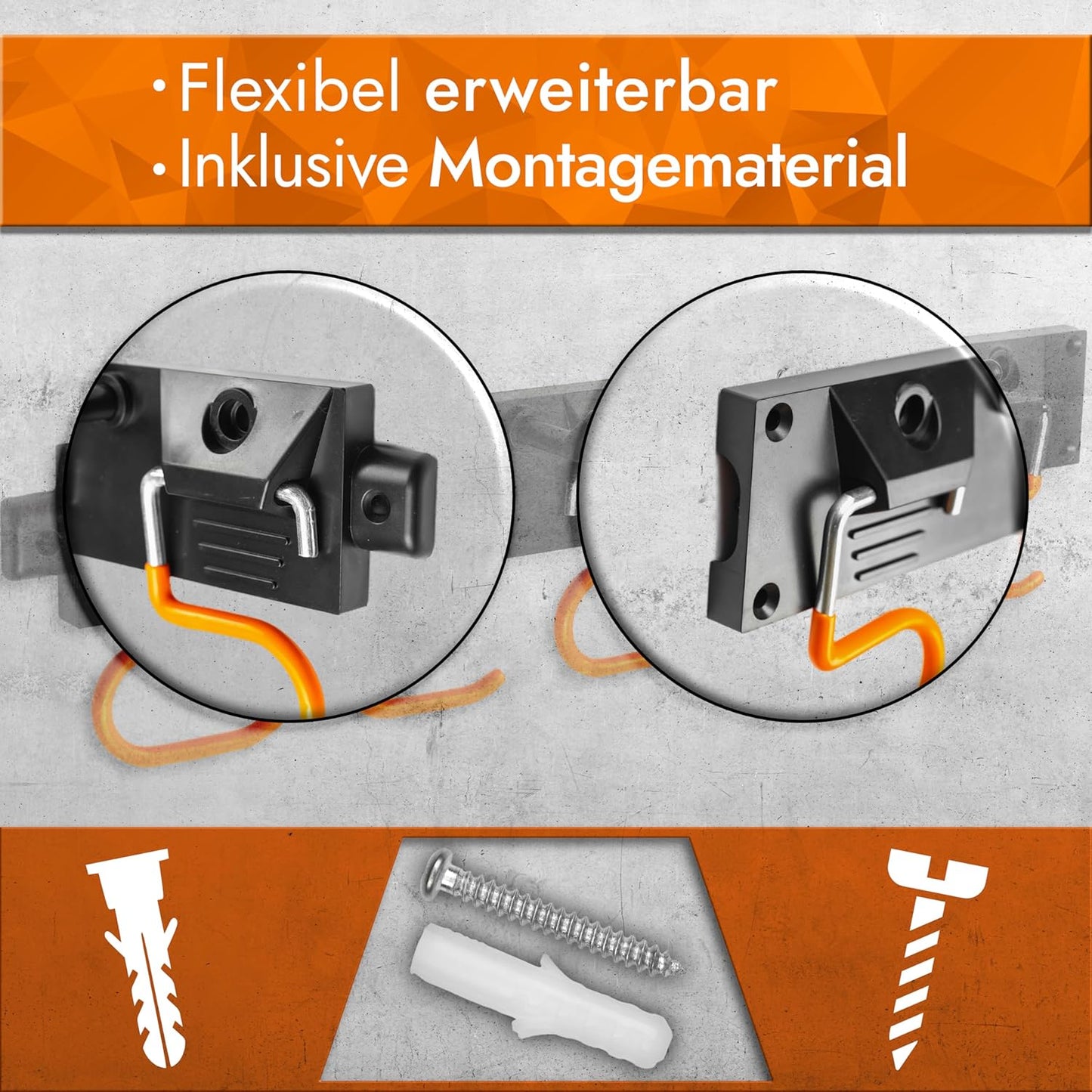 VON STEINEICH® Gartengerätehalter [2x40cm] Werkzeug Organizer mit rutschfesten Haken