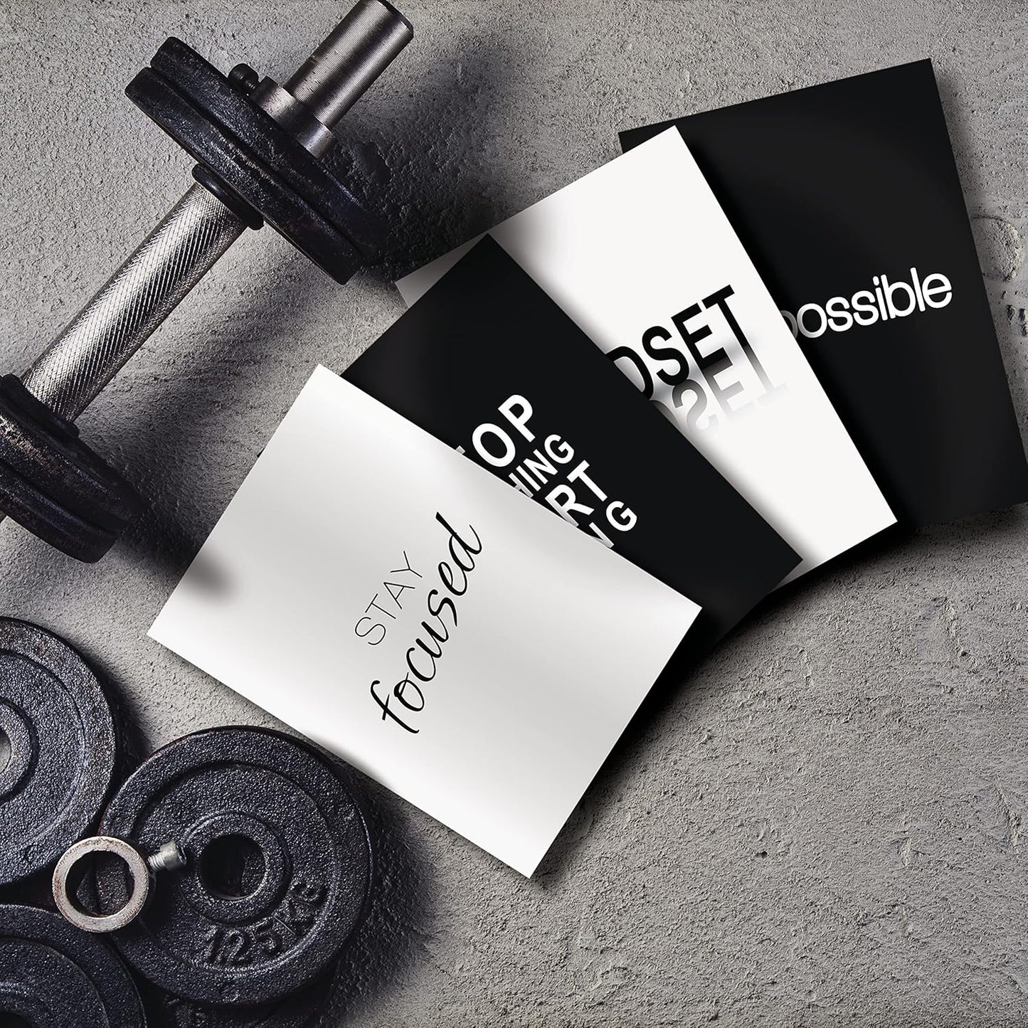 VON STEINEICH® Motivation Bilder Set [Schwarz Weiß] Moderne Wandbilder DIN A4 - (ohne Bilderrahmen)