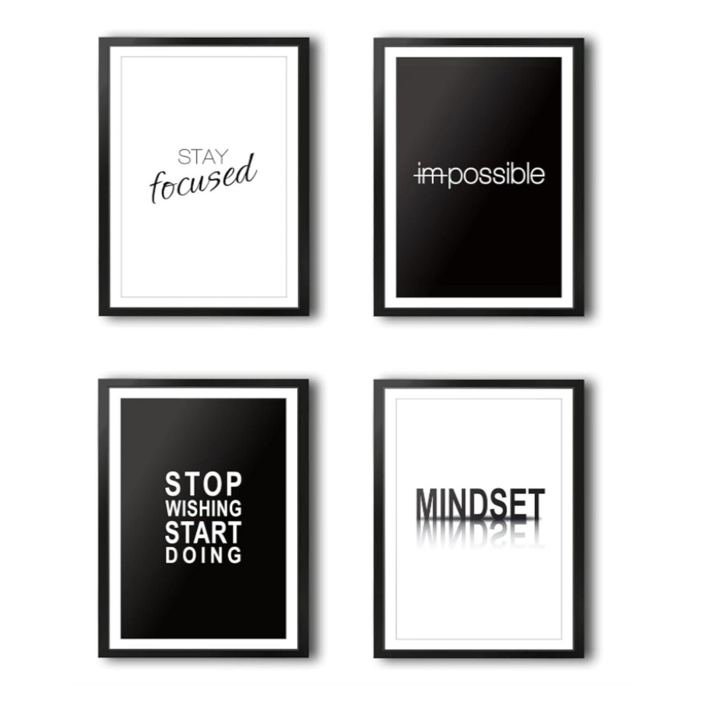 VON STEINEICH® Motivation Bilder Set [Schwarz Weiß] Moderne Wandbilder DIN A4 - (ohne Bilderrahmen)