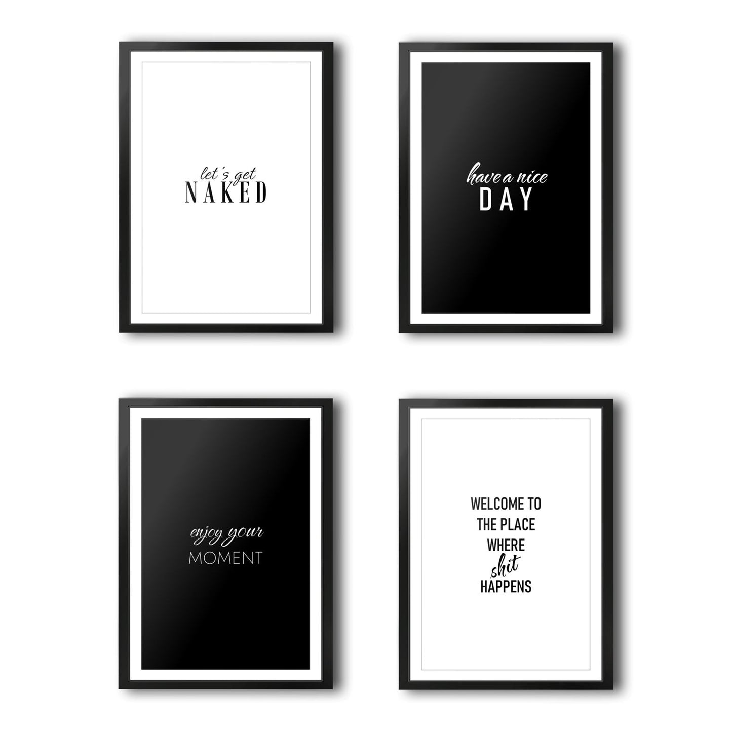 VON STEINEICH® Badezimmer Deko Bilder [Schwarz Weiß] Moderne Wandbilder in DIN A4 für Bad & Gäste WC (ohne Bilderrahmen)